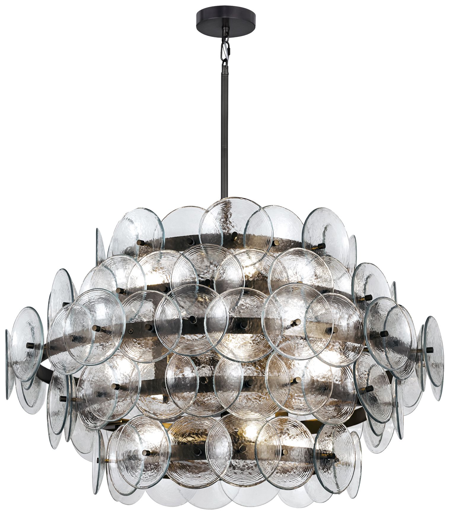 Maxim Loren 30" Wide Textured Clear Glass/Gunmetal 12-Light Chandelier