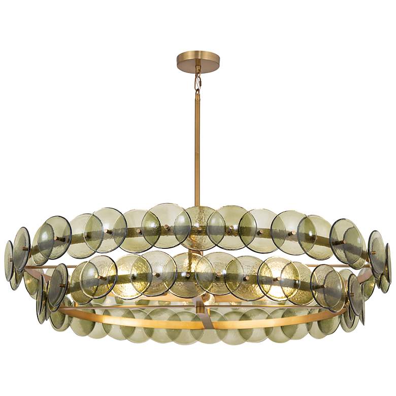 Image 1 Maxim Loren 42" Green Vintage/Weathered Brass Chandelier