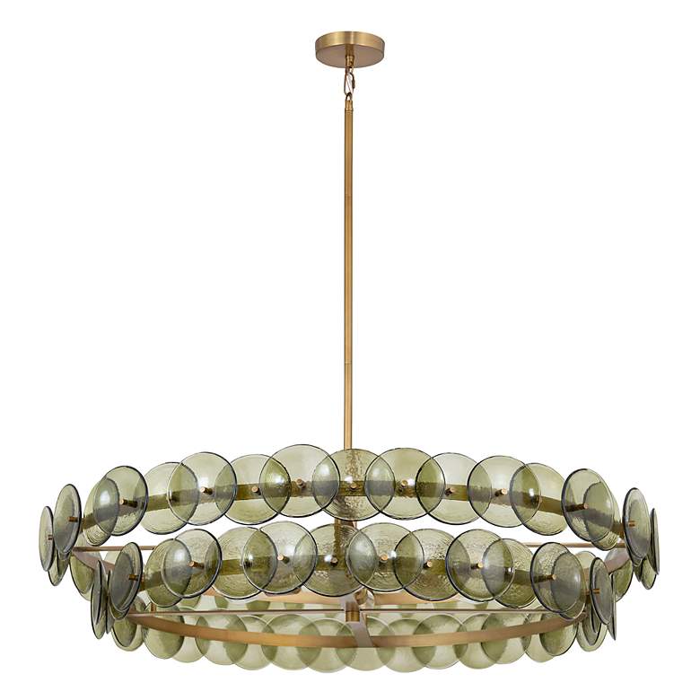 Image 2 Maxim Loren 42" Green Vintage/Weathered Brass Chandelier more views