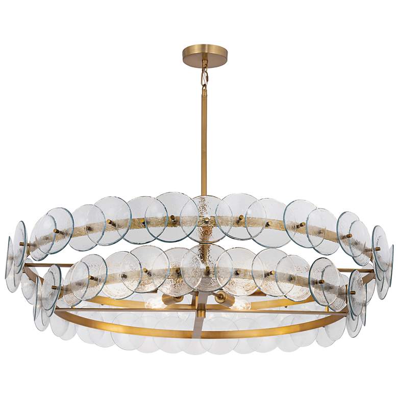 Image 1 Maxim Loren 42" Textured Clear/Weathered Brass Chandelier