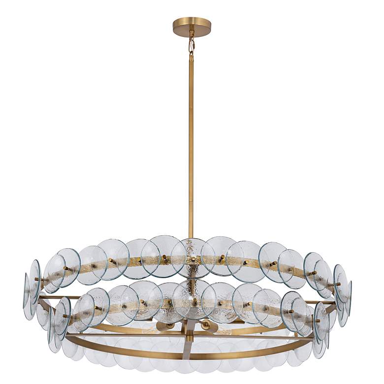 Image 2 Maxim Loren 42" Textured Clear/Weathered Brass Chandelier more views