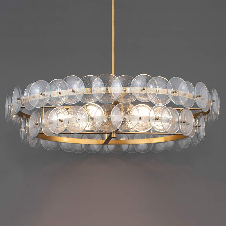 Image 4 Maxim Loren 42" Textured Clear/Weathered Brass Chandelier more views