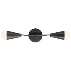 Maxim Lovell 18" Wide Black and Satin Brass 2-Light Wall Sconce