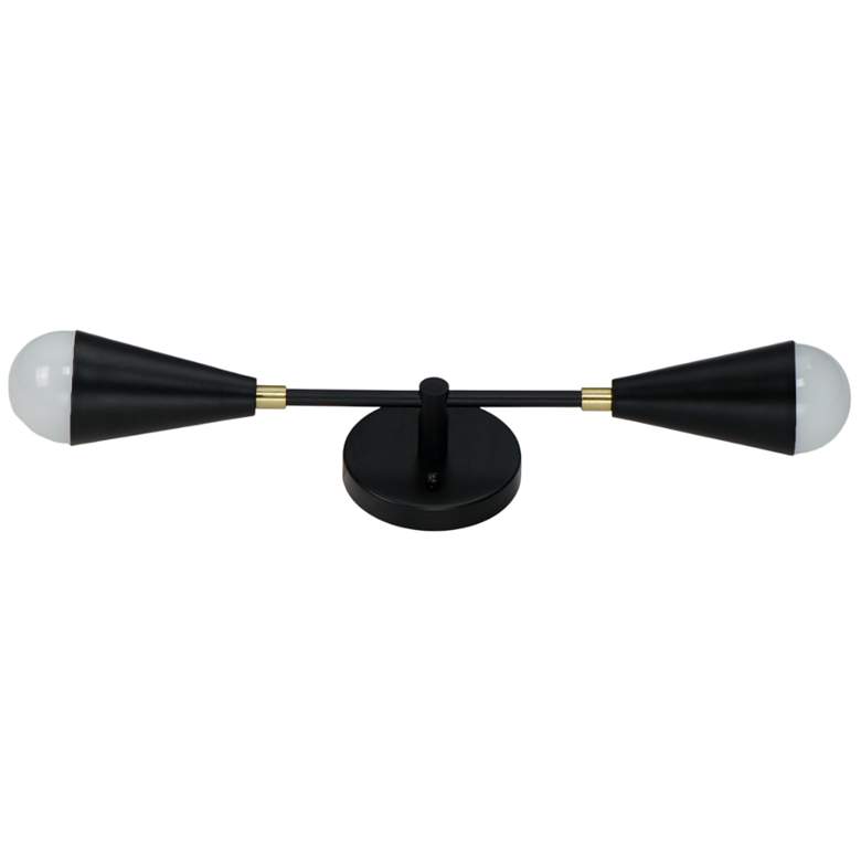 Image 2 Maxim Lovell 18" Wide Black and Satin Brass 2-Light Wall Sconce more views