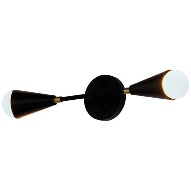 Image 3 Maxim Lovell 18" Wide Black and Satin Brass 2-Light Wall Sconce more views