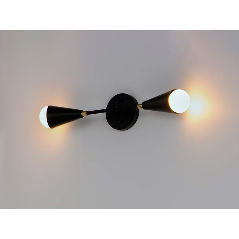 Image 1 Maxim Lovell 18" Wide Black and Satin Brass 2-Light Wall Sconce
