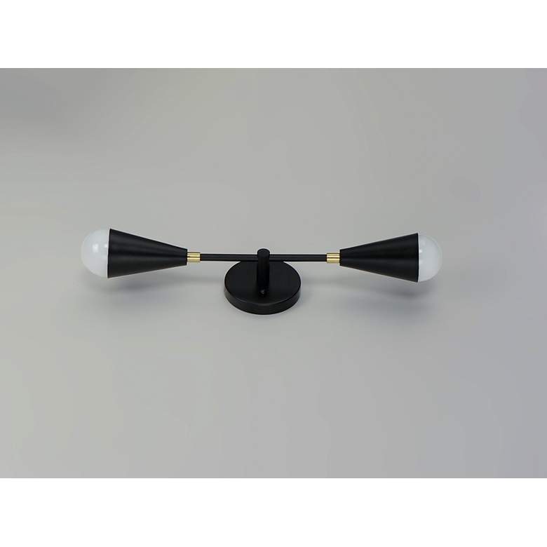 Image 3 Maxim Lovell 18" Wide Black and Satin Brass 2-Light Wall Sconce more views