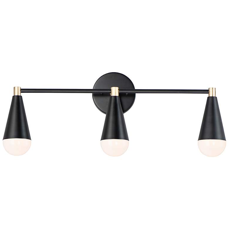 Image 2 Maxim Lovell 24"W Black and Satin Brass 3-Light Bath Light
