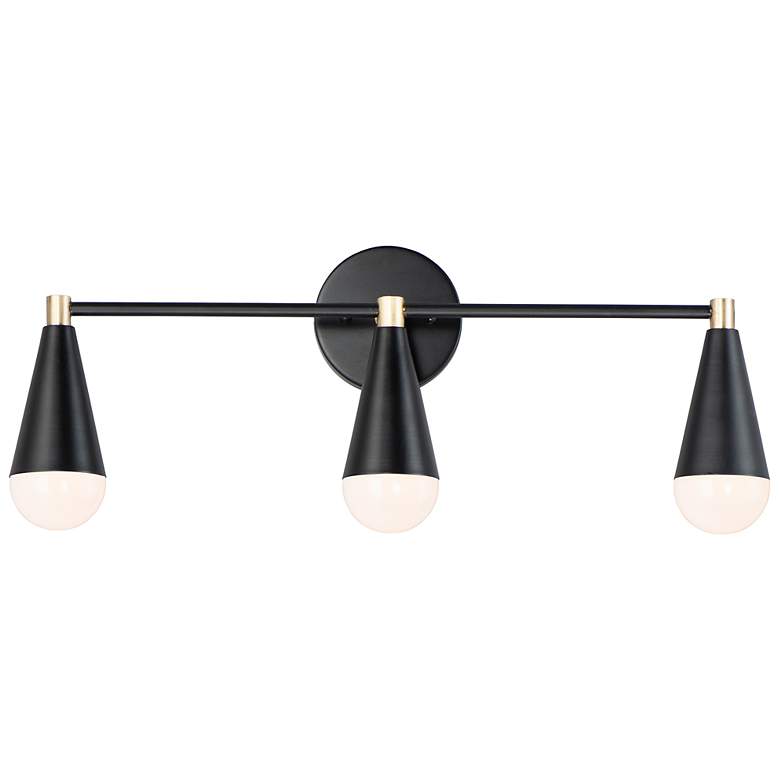 Image 2 Maxim Lovell 24 inchW Black and Satin Brass 3-Light Bath Light