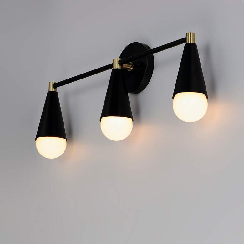 Image 1 Maxim Lovell 24 inchW Black and Satin Brass 3-Light Bath Light