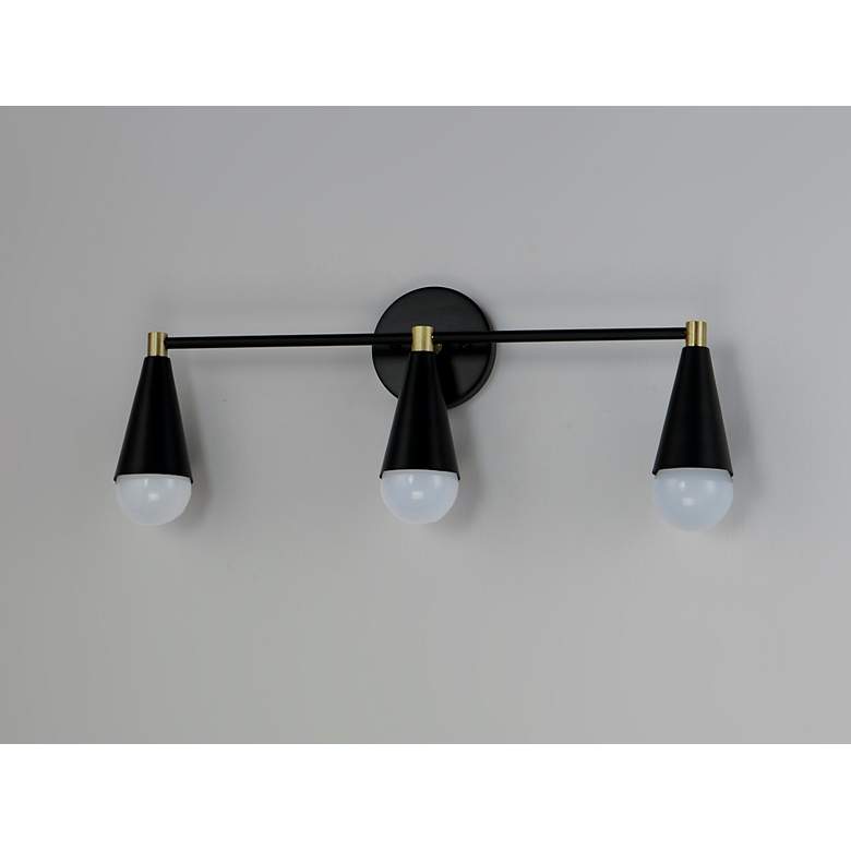 Image 4 Maxim Lovell 24 inchW Black and Satin Brass 3-Light Bath Light more views