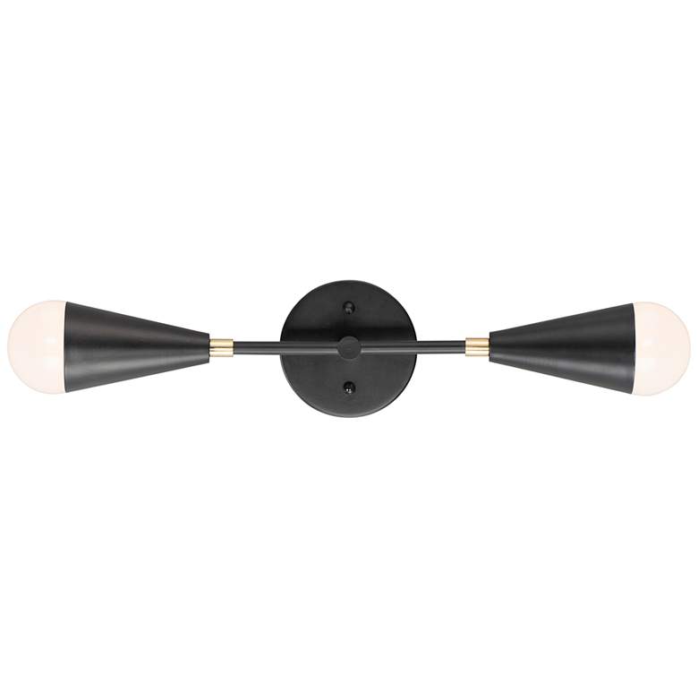 Image 2 Maxim Lovell 5"H Black and Satin Brass 2-Light Wall Sconce