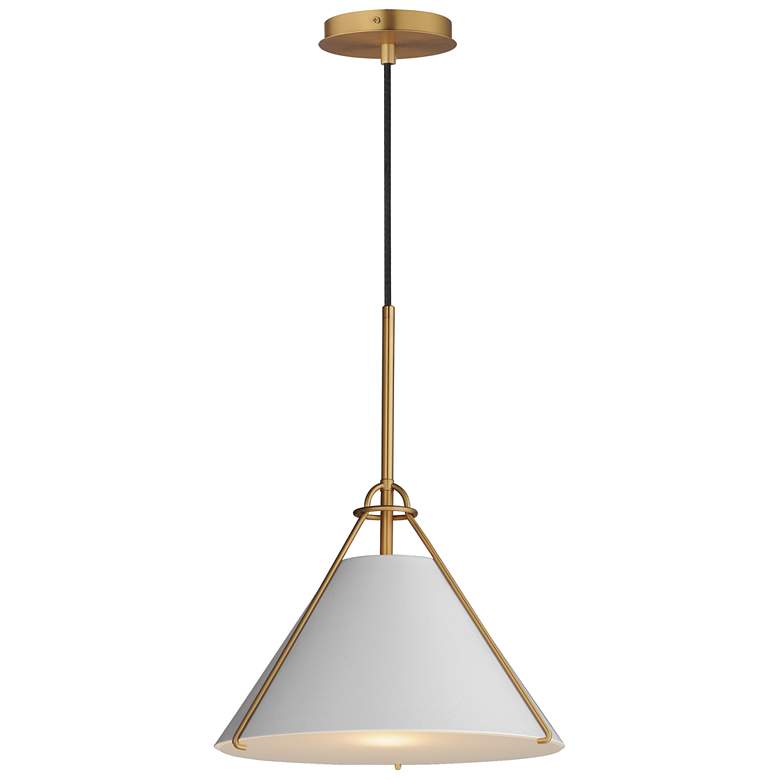 Image 1 Maxim Lucas 13" Light French Gray/Natural Aged Brass Single Pendant