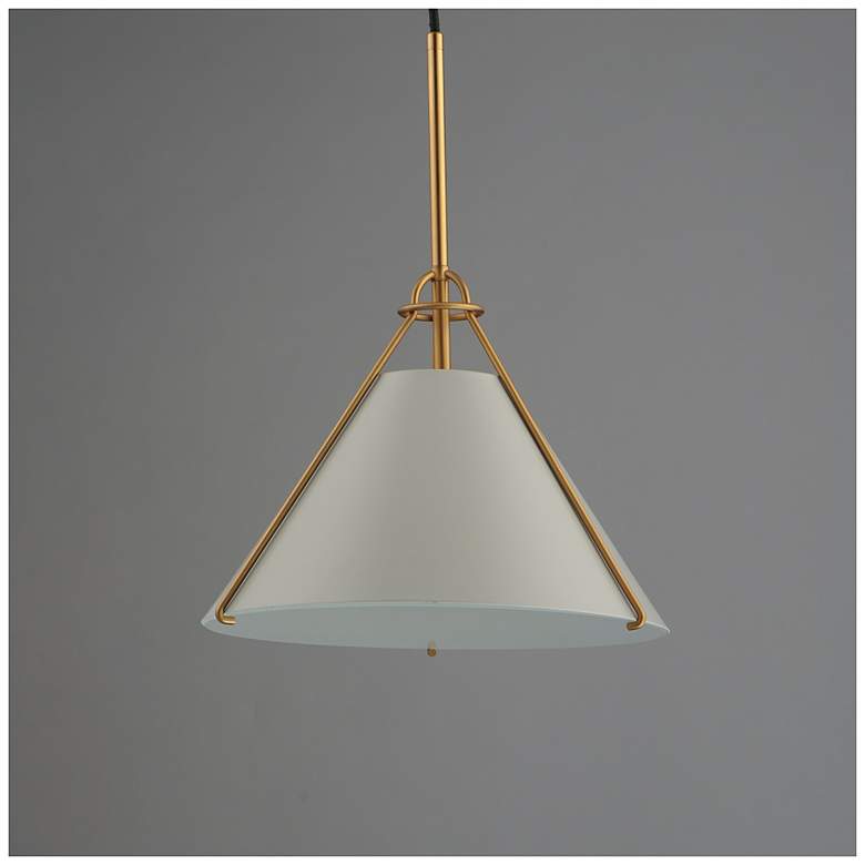 Image 2 Maxim Lucas 13" Light French Gray/Natural Aged Brass Single Pendant more views