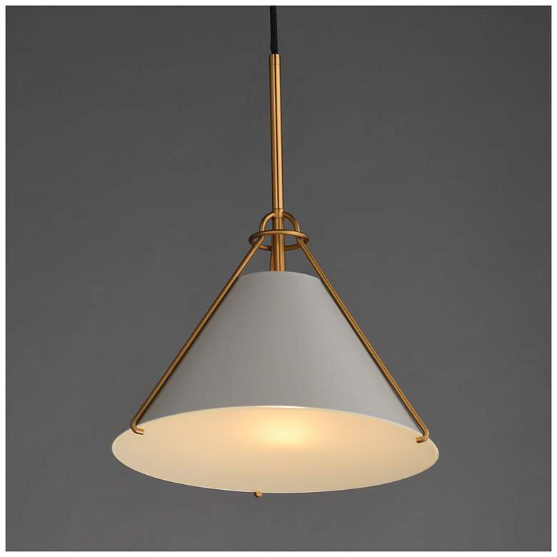Image 3 Maxim Lucas 13" Light French Gray/Natural Aged Brass Single Pendant more views