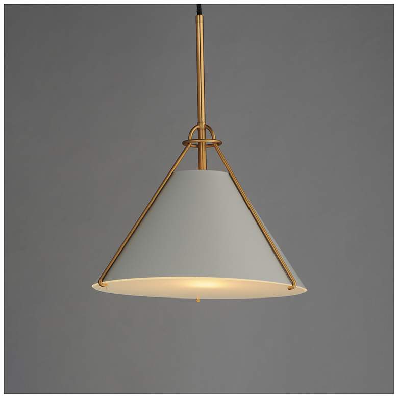 Image 4 Maxim Lucas 13" Light French Gray/Natural Aged Brass Single Pendant more views