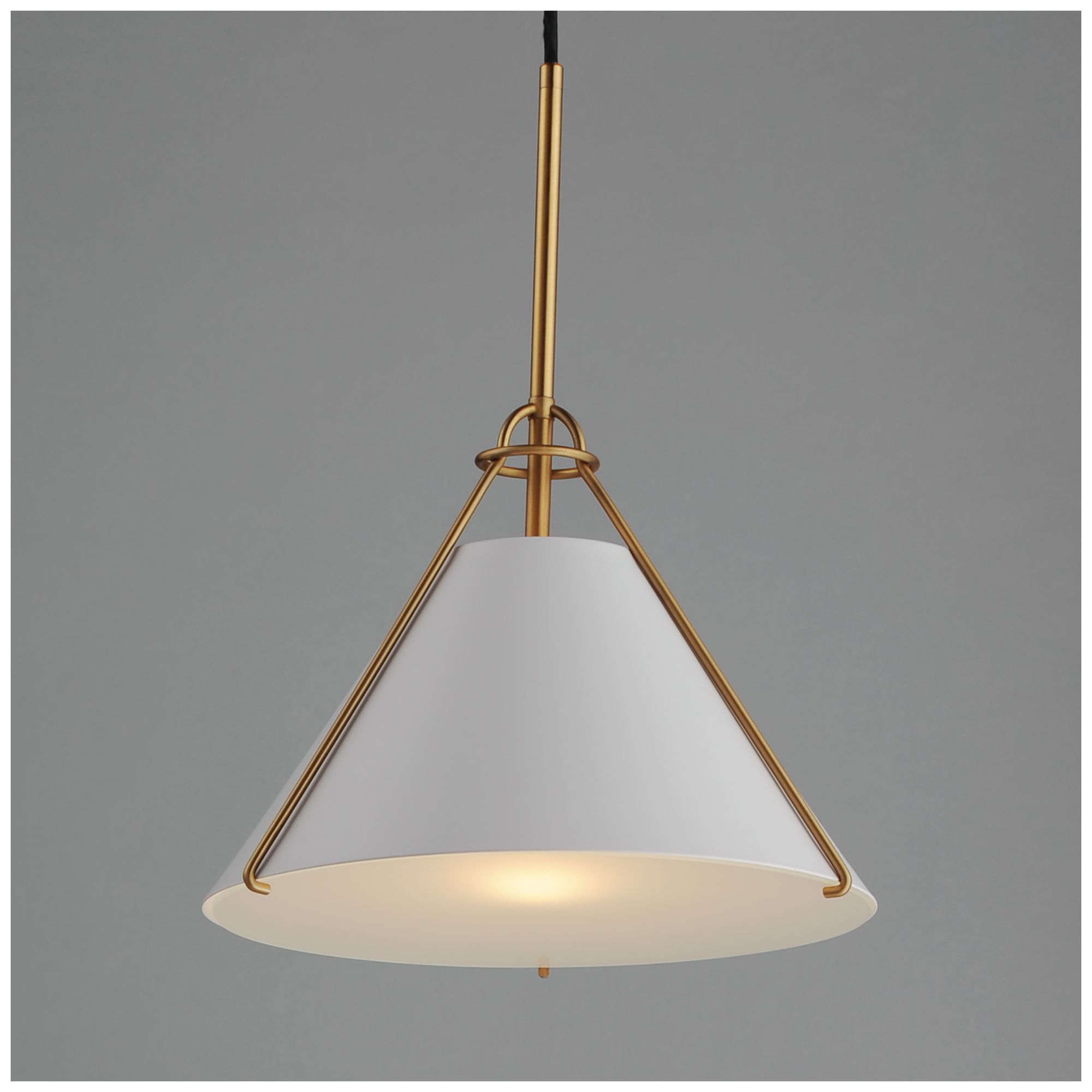 Image 2 Maxim Lucas 13" White/Natural Aged Brass Single Pendant more views