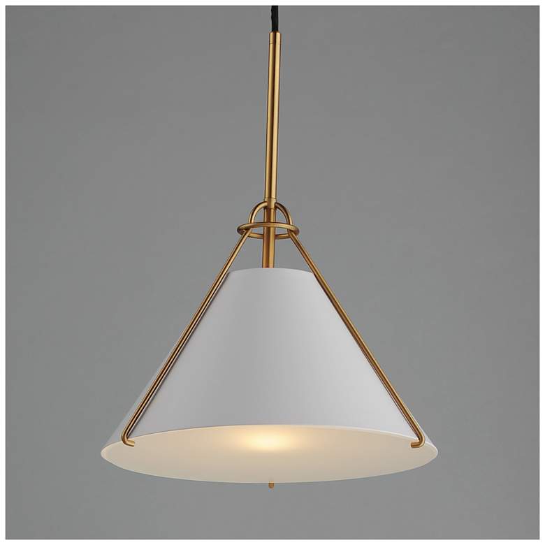 Image 2 Maxim Lucas 13" White/Natural Aged Brass Single Pendant more views