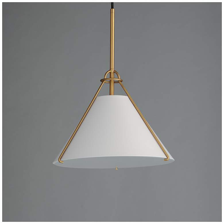 Image 3 Maxim Lucas 13" White/Natural Aged Brass Single Pendant more views