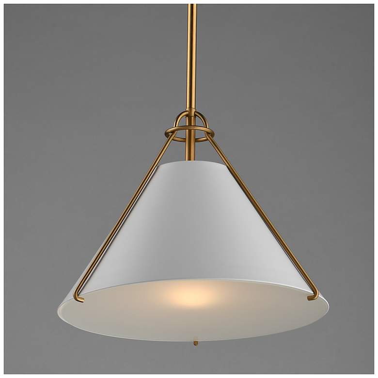 Image 4 Maxim Lucas 13" White/Natural Aged Brass Single Pendant more views