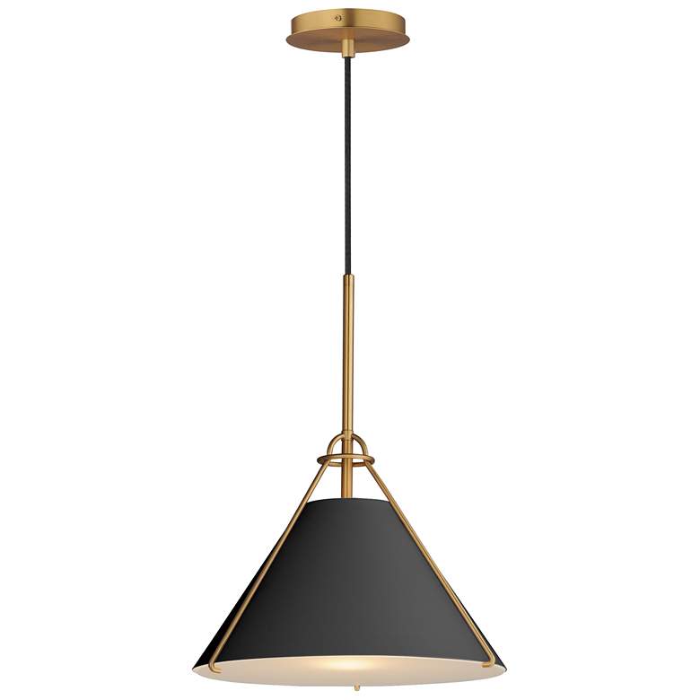 Image 2 Maxim Lucas 13" Wide Black/Natural Aged Brass Single Pendant