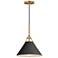 Maxim Lucas 13" Wide Black/Natural Aged Brass Single Pendant