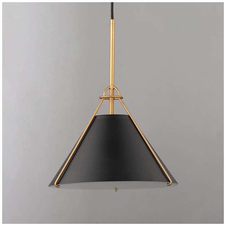 Image 3 Maxim Lucas 13" Wide Black/Natural Aged Brass Single Pendant more views