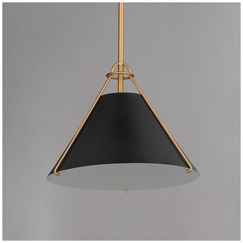 Image 7 Maxim Lucas 13" Wide Black/Natural Aged Brass Single Pendant more views