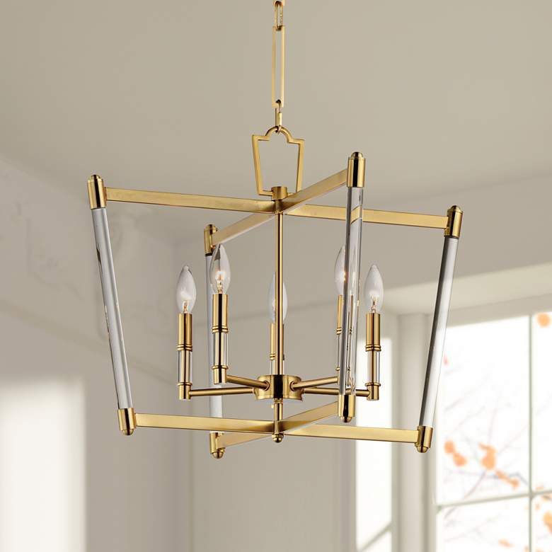 Image 1 Maxim Lucent 23 1/4" Wide Heritage Brass 5-Light Chandelier