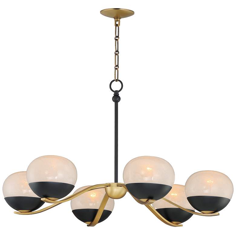 Image 1 Maxim Lucerne 33" Wide Black/Natural Aged Brass6-Light Chandelier