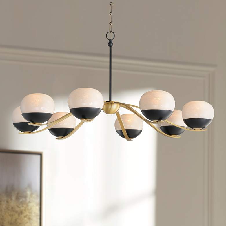 Image 1 Maxim Lucerne 43" Wide Black/Natural Aged Brass 8-Light Chandelier