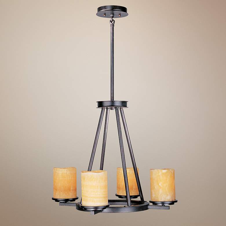 Image 1 Maxim Luminous 24" Wide Ebony Finish 4-Light Rustic Pendant Chandelier