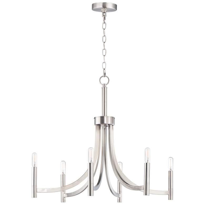 Image 1 Maxim Lyndon 28 inch Satin Nickel 6-Light Modern Candelabra Chandelier