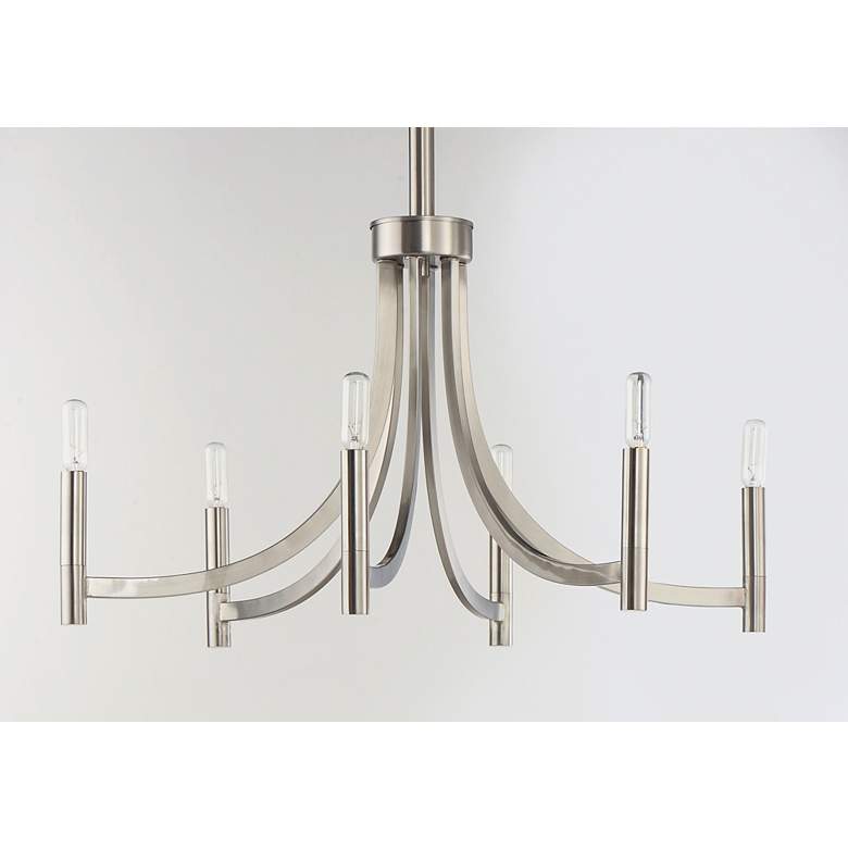 Image 2 Maxim Lyndon 28" Satin Nickel 6-Light Modern Candelabra Chandelier more views