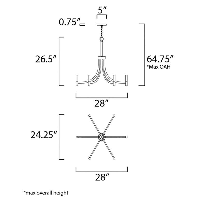 Image 5 Maxim Lyndon 28" Satin Nickel 6-Light Modern Candelabra Chandelier more views