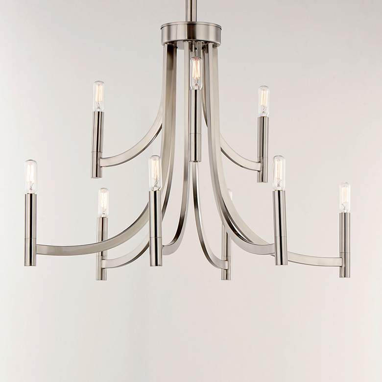 Image 1 Maxim Lyndon 32" Wide Satin Nickel 9-Light Candle Chandelier