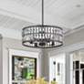 2_Maxim Madeline 20"W Black and Crystal 4-Light Drum Pendant