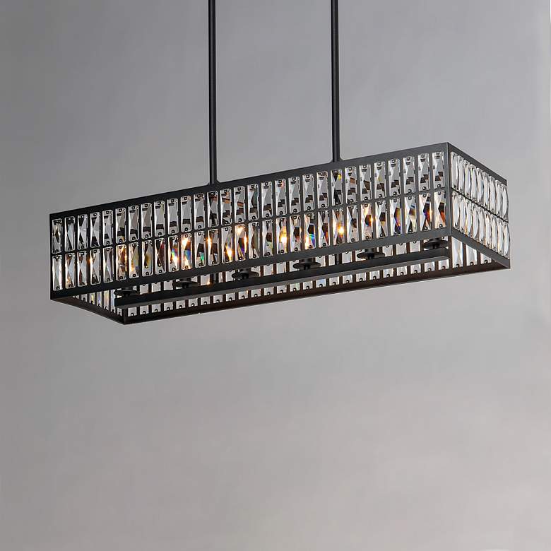 Image 1 Maxim Madeline 38 1/4" Wide Black 6-Light Linear Pendant