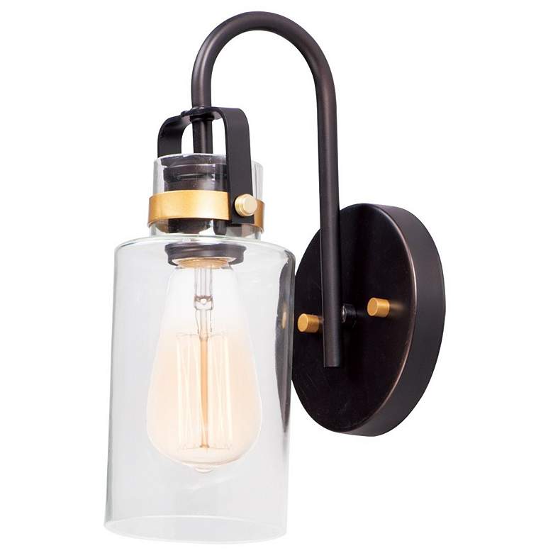 Image 2 Maxim Magnolia 12" High Bronze and Gold Wall Sconce