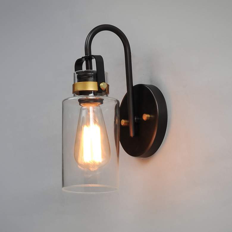 Image 1 Maxim Magnolia 12" High Bronze and Gold Wall Sconce