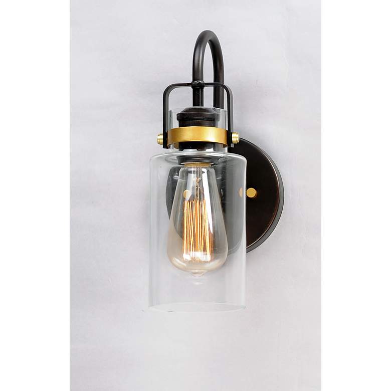 Image 3 Maxim Magnolia 12" High Bronze and Gold Wall Sconce more views