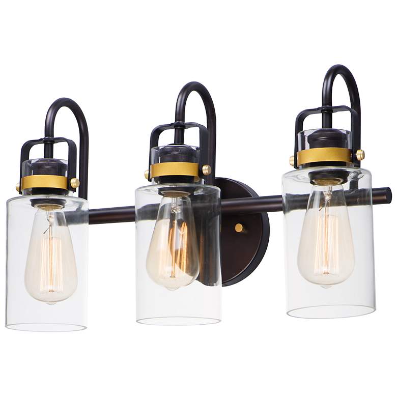 Image 2 Maxim Magnolia 18 1/4"W Bronze and Gold 3-Light Bath Light