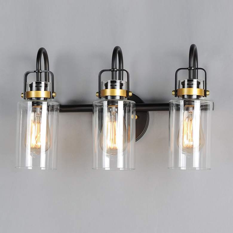 Image 1 Maxim Magnolia 18 1/4"W Bronze and Gold 3-Light Bath Light