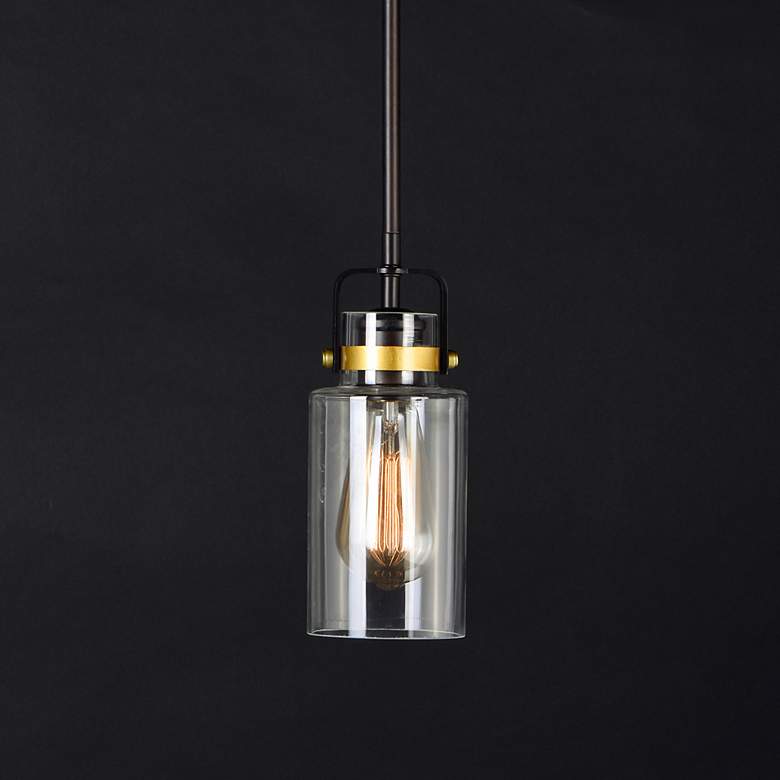 Image 1 Maxim Magnolia 5" Wide Bronze and Gold Mini Pendant