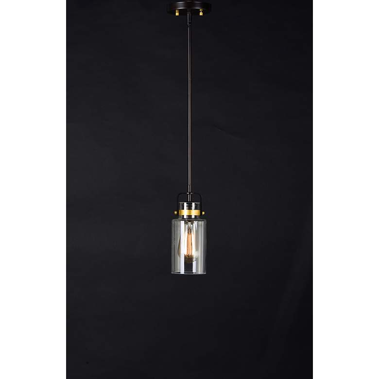 Image 3 Maxim Magnolia 5" Wide Bronze and Gold Mini Pendant more views