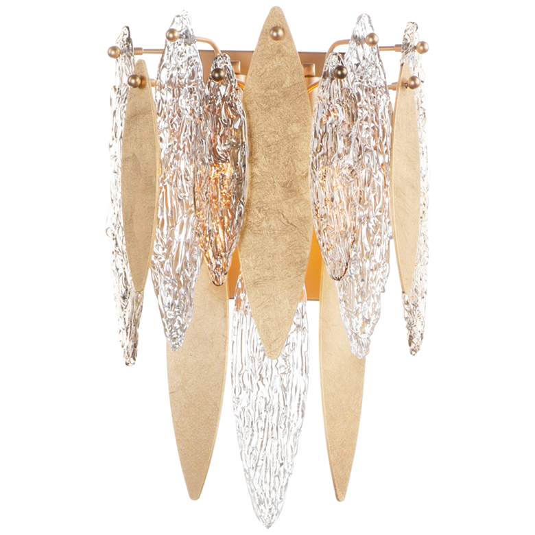 Image 1 Maxim Majestic 17 1/2 inch High Gold Leaf and Glass Wall Sconce