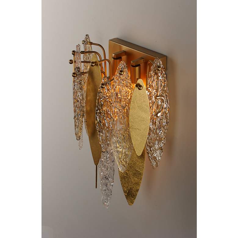 Image 4 Maxim Majestic 17 1/2" High Gold Leaf and Glass Wall Sconce more views