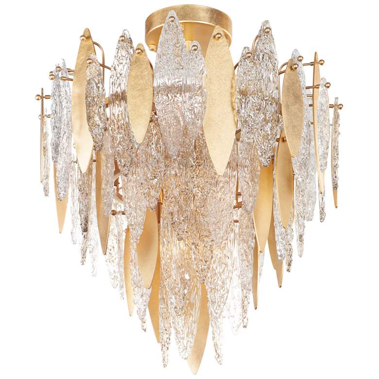 Image 1 Maxim Majestic 24" Wide Gold Leaf and Glass Ceiling Light