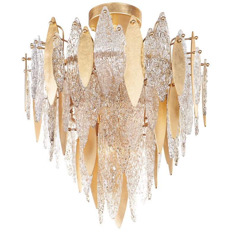 Image 1 Maxim Majestic 24" Wide Gold Leaf and Glass Ceiling Light
