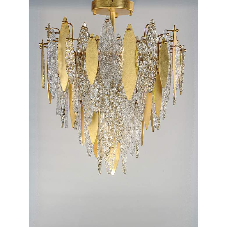 Image 3 Maxim Majestic 24" Wide Gold Leaf and Glass Ceiling Light more views